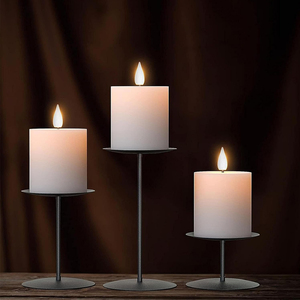 Mesa grande de Metal negro decorativo Pilar vela palo placa <span class=keywords><strong>plato</strong></span> soporte vela titular centro de mesa <span class=keywords><strong>para</strong></span> boda LED <span class=keywords><strong>velas</strong></span> de cera - Product Image 5