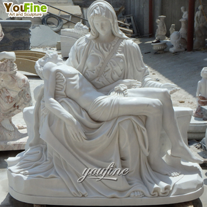 Statua della Pietà in Marmo Bianco a Grandezza Naturale, Scultura Religiosa da Esterno, Decorazione per Chiesa e Giardino Realizzata a Mano da Michelangelo - Product Image 4