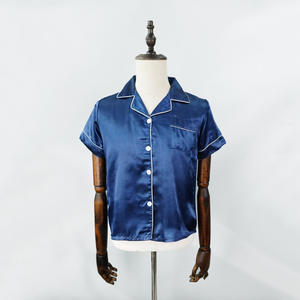 Conjuntos de pijamas de mujer de manga corta de verano al por mayor, conjuntos de ropa de dormir de seda helada - Product Image 4