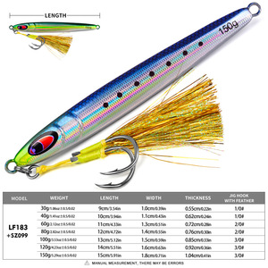Leurre de jigging en eau salée WildTrek 30g-150g avec hameçon triple à plumes, jig en plomb réfléchissant au laser pour thon, <span class=keywords><strong>kingfish</strong></span>, zander et brochet - Product Image 2