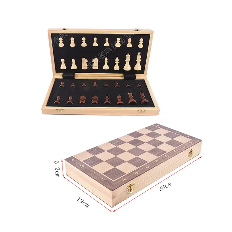 Chess Wooden New Custom 15-Inch Chessboard High-End Wood Foldable Chessboard Sets With Pieces Customizable Magnet