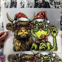 Autocollant vinyle de transfert thermique pour vêtements de Noël à motifs de dessins animés, vente en gros d'usine