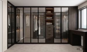 Balom Custom Full Wall <b>Mirror</b> Glass Closet <b>With</b> Illuminated Storage Shelves Multi Drawer Luxury Walk-in System - Product Image 2