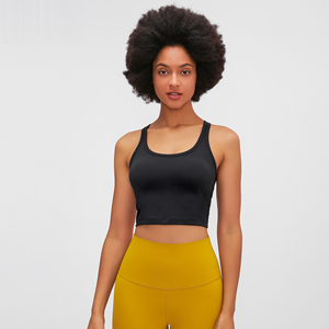 Débardeur de yoga court personnalisé S2081 rembourré effet seconde peau extensible à col ras du cou pour la course, la gym, le fitness et l'entraînement – Soutien-gorge de sport pour femme - Product Image 6