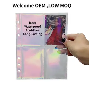 10 Pages A5 Size Rainbow Laser Photo Sleeves 6-hole Ring Binder Photocard Sleeves Card Protective Sleeve Holographic Pp Album