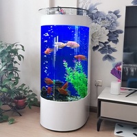 Réservoir de poissons d'aquarium demi-rond en verre de haute qualité avec lumières LED et pompe à eau pour les ménages