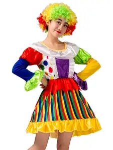 Factory Price Funny Sexy Women Circus Clown Costumes For Adult Party Skirt Dress Cosplay Carnival Suit Gift
