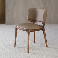 Chaise de salle à manger en cuir de luxe BST Wholesale, chaise rembourrée pour salon avec pieds en bois