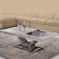 Table basse rectangulaire en chêne de qualité supérieure avec plateau en marbre, idéale pour le salon