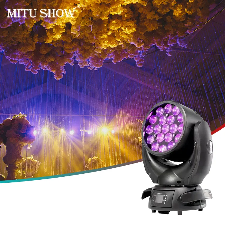 MITUSHOW Pro Dj Stage Light Zoom aura wash 19pcs 15w led beam rgbw 4in1 Led Par Lights zoom moving head light