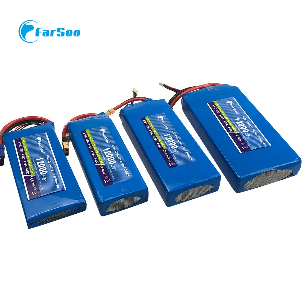 Factory selling RC Lipo battery 12000mah 20C-30C For Plant protection drone 2S 3S 4S 5S 6S LiPo bateria