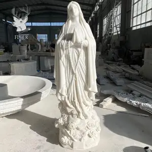 Church Decoration Hand Carved Natural Stone Catholic Life Size Virgin Mary Sculpture Religious Marble Statue