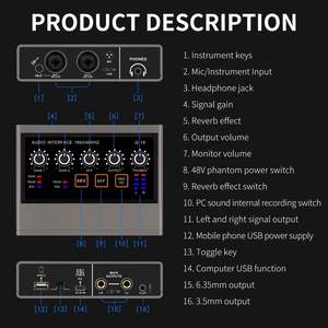 Interface audio USB XTUGA Q-16, qualité professionnelle, <span class=keywords><strong>carte</strong></span> <span class=keywords><strong>son</strong></span> de <span class=keywords><strong>studio</strong></span> d'enregistrement de haute qualité pour microphone filaire PC - Product Image 2