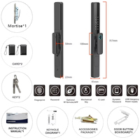 Cerradura Digital Inteligente IP65 con Huella Dactilar, Contraseña, Tarjeta y Control por Aplicación - Resistente al Agua para Puertas de Acero/Vidrio, Datos en la Nube