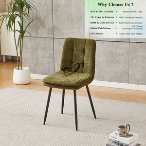 Chaise de salle à manger OKAY certifiée EN, personnalisée, moderne, minimaliste, en lin, mobilier de restaurant, chaises de salle à manger en tissu - Product Image 1