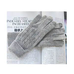 2022 New Touch Screen Glove 100% Wool Knit Gloves Fashion Plain Cashmere Gloves Mittens For Winter