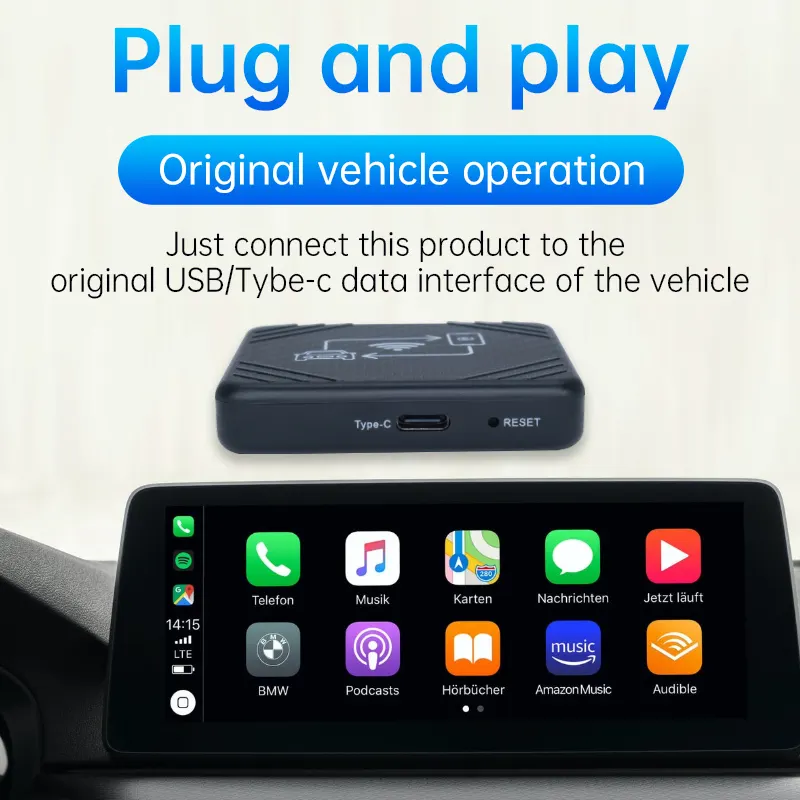 La boîte Carplay de voiture intelligente sans fil la plus vendue convient au plug and play Android Auto