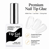 Colle Professionnelle 4-en-1 pour Ongles 15ml, Séchage Rapide, Forte Adhérence, pour Diamants, Faux Ongles, Gel Tips et Gel X Longue Durée