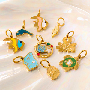 Colgantes Temáticos de Animales Marinos de Aleación de Zinc, Accesorios de Joyería DIY, Dijes Unisex para Regalo: Concha, Estrella de Mar, Delfín, Pez, Tortuga, Cangrejo - Product Image 2