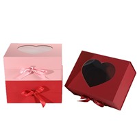Boîte cadeau en carton avec fenêtre transparente, pliable, avec logo imprimé, fermeture magnétique, boîte souvenir