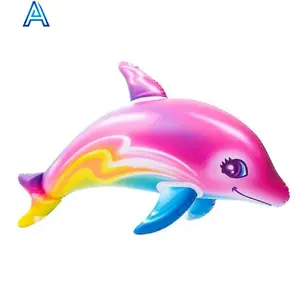 Colorful customize printing design vinyl PVC air blow inflatable dolphin fish whale for pool water float toy