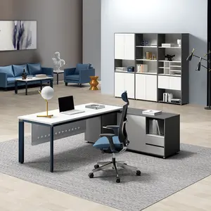 Hot Selling Office Furniture Manager's Work Desk With Side Cabinet