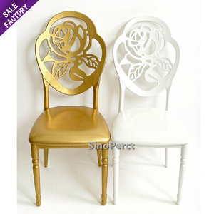 Venta caliente diseño romántico Metal marco de acero inoxidable decoración dorada muebles boda pareja evento silla - Product Image 1