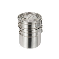 Ensemble de cuisine pliable durable en acier inoxydable 304 en 2 pièces, parfait pour la randonnée, le camping et la cuisine en plein air