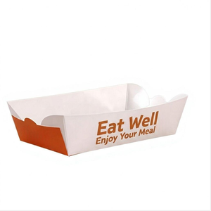 Barquette en papier jetable de qualité alimentaire avec logo personnalisé pour frites, pâtisseries et snacks rapides - Product Image 1