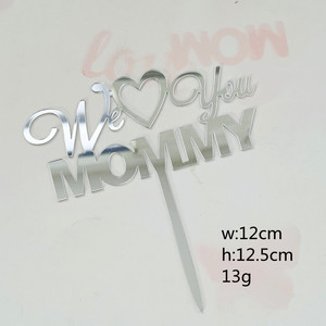 Adorno de Pastel Acrílico con la Frase "<span class=keywords><strong>Te</strong></span> Amamos Mamá" para el Día de la Madre, Decoración Floral para Pastel de Cumpleaños, Suministros para Postres DIY - Product Image 4