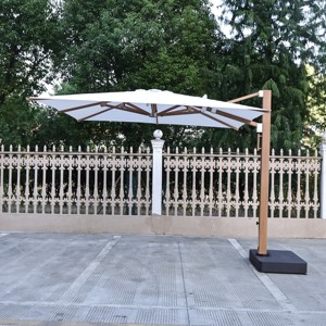 Projet Hot Seller 100% Aluminium Finition Bois <span class=keywords><strong>Parasol</strong></span> Extérieur <span class=keywords><strong>Grand</strong></span> Parapluie 3*3M Parasols Carrés Parapluie Réglable en Hauteur - Product Image 3