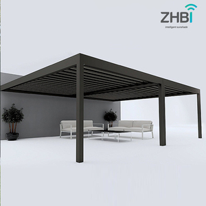 <span class=keywords><strong>Pergola</strong></span> moderne d'extérieur, cadre imperméable en aluminium, <span class=keywords><strong>pergola</strong></span> de jardin en aluminium électrique avec cadre en osier et style à lamelles - Product Image 1