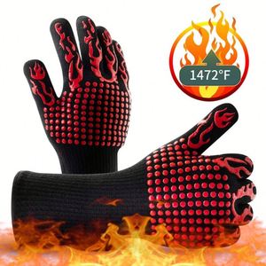 OEM ODM Factory Stock Durable Eco-Friendly High Temperature Resistant Silicone BBQ Grill Gloves Fireproof Anti-Scald <b>Oven</b> <b>Mitts</b> - Product Image 2