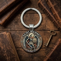 Llavero Metálico Impreso al por Mayor, Novedad 2026, Llavero Religioso Católico de Protección, Anillo para Llaves con Patrón Personalizado, Recuerdo, Regalo