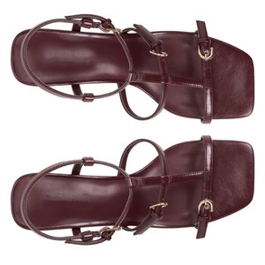 Sandalias Elegantes de Tacón con Correa en el Tobillo y Hebilla, Punta Cuadrada Abierta, de PU, para Mujer, Zapatos de Verano - Product Image 3