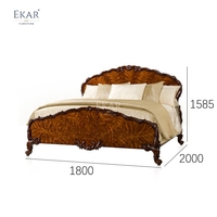 Cama Inglesa EKAR Sovereign Burlwood Tallada a Mano |   Fábrica de Muebles de Lujo Foshan