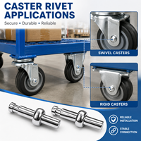 Tige de raccordement robuste pour roulettes, en acier au carbone zingué, pour chariots industriels et pièces de rechange de mobilier