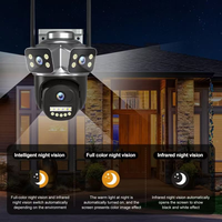 Cámara Exterior V380 Pro WiFi/4G 9MP 3 Lentes 3 Pantallas WiFi 4G con Tarjeta SIM, Cámara de Seguridad Doméstica Inalámbrica WiFi CCTV