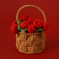 Dessous de verre en laine crochet fait à la main avec des fleurs roses, cadeau créatif, tissage, bouquet de fleurs fini, nouveauté, idée cadeau