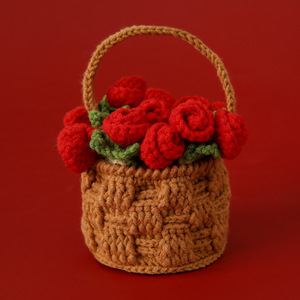 Dessous de verre en <span class=keywords><strong>laine</strong></span> crochet fait à la main avec des fleurs roses, cadeau créatif, tissage, bouquet de fleurs fini, nouveauté, idée cadeau - Product Image 6