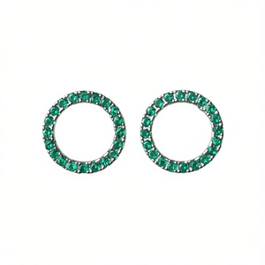 Orecchini a Cerchio Trendy con Diamanti Verdi, Gioielli Certificati in Lega di Zinco per Donna E1826 - Product Image 1