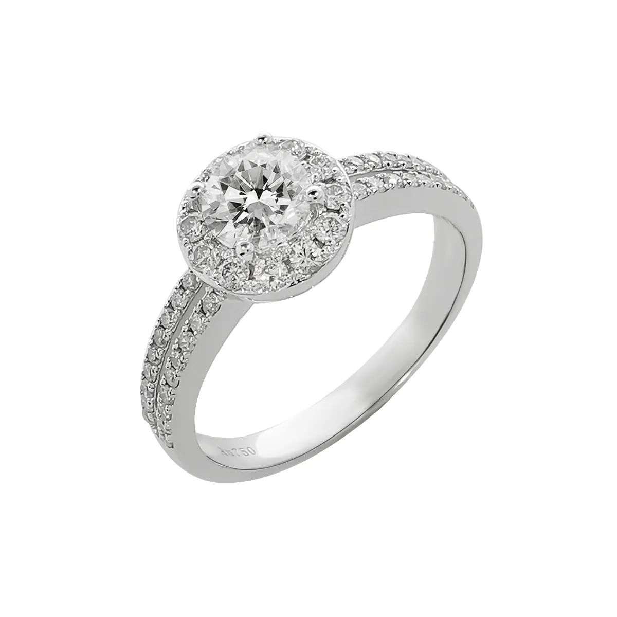 New Design 18K Real Gold With Natural Diamond Ring Flower Shape White Gold Wedding Ring