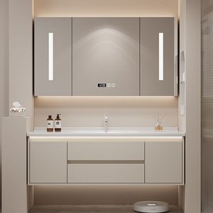 Meuble <span class=keywords><strong>de</strong></span> <span class=keywords><strong>salle</strong></span> <span class=keywords><strong>de</strong></span> <span class=keywords><strong>bain</strong></span> <span class=keywords><strong>de</strong></span> luxe au design <span class=keywords><strong>scandinave</strong></span>, miroir LED sans cadre, lavabo en céramique, tiroirs à fermeture douce pour salles <span class=keywords><strong>de</strong></span> <span class=keywords><strong>bain</strong></span> <span class=keywords><strong>de</strong></span> villas haut <span class=keywords><strong>de</strong></span> gamme - Product Image 2