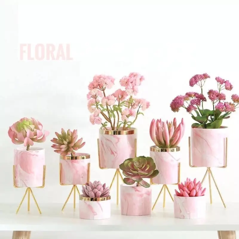 Vaso de flores amazon estilo nórdico, potes de mármore com estilo nórdico para plantas, suculentas de cerâmica, rosa, de mármore
