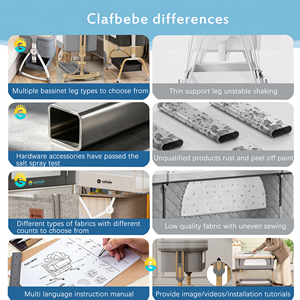 Cuna Mecedora Económica para Bebé, Cama Colecho con Altura Ajustable, Malla de Lino, Ruedas y Almacenamiento, Venta al por Mayor - Product Image 6