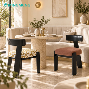 Custom Restaurant Furniture <b>Round</b> Terrazzo Dining <b>Table</b> And Unique Backrest Wood Dining <b>Chair</b> Set - Product Image 3
