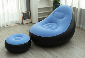 शिविर यात्रा पिछवाड़े के लिए फुटरेस्ट के साथ पोर्टेबल इनflatable सोफे आउटडोर एयर सोफा हल्का झटका - Product Image 2