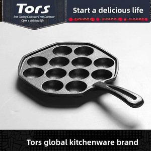 Sartén <span class=keywords><strong>Tolsen</strong></span> de hierro fundido de pared gruesa con 12 orificios para pulpo y albóndigas, molde comercial a gas para camarones y huevos - Product Image 3