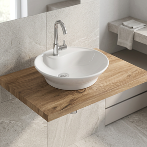 Lavabo de mesa redondo pequeño Lavabo de cerámica Nuevo diseño Lavabo de baño de encimera blanco elegante - Product Image 3