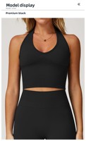 Soutien-gorge de yoga sans couture à col halter pour femme, rembourré, sensation seconde peau, haut court de fitness d'été en nylon et élasthanne, débardeur de sport pour la gym